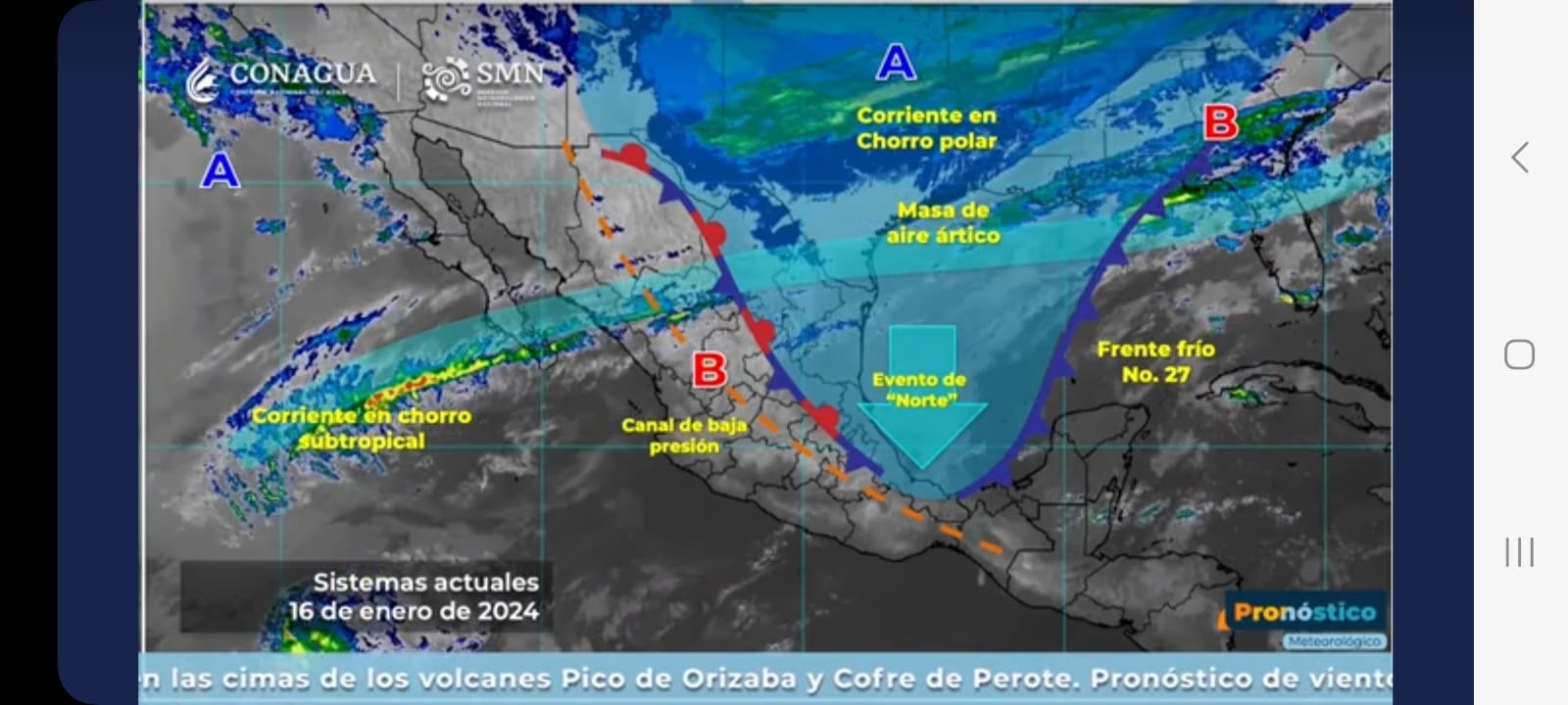 Lluvias muy fuertes por el Frente Frío numero 27