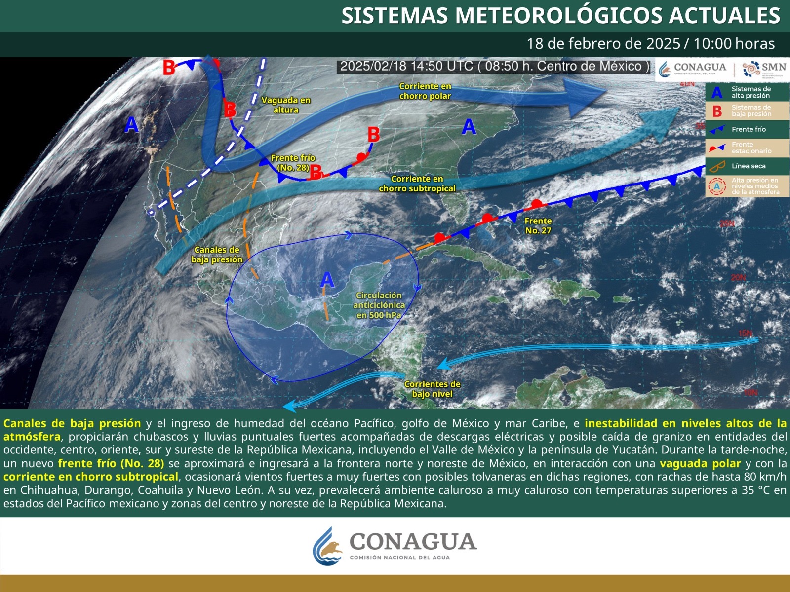 Frente frío 28 ocasionará lluvias muy fuertes para Chiapas