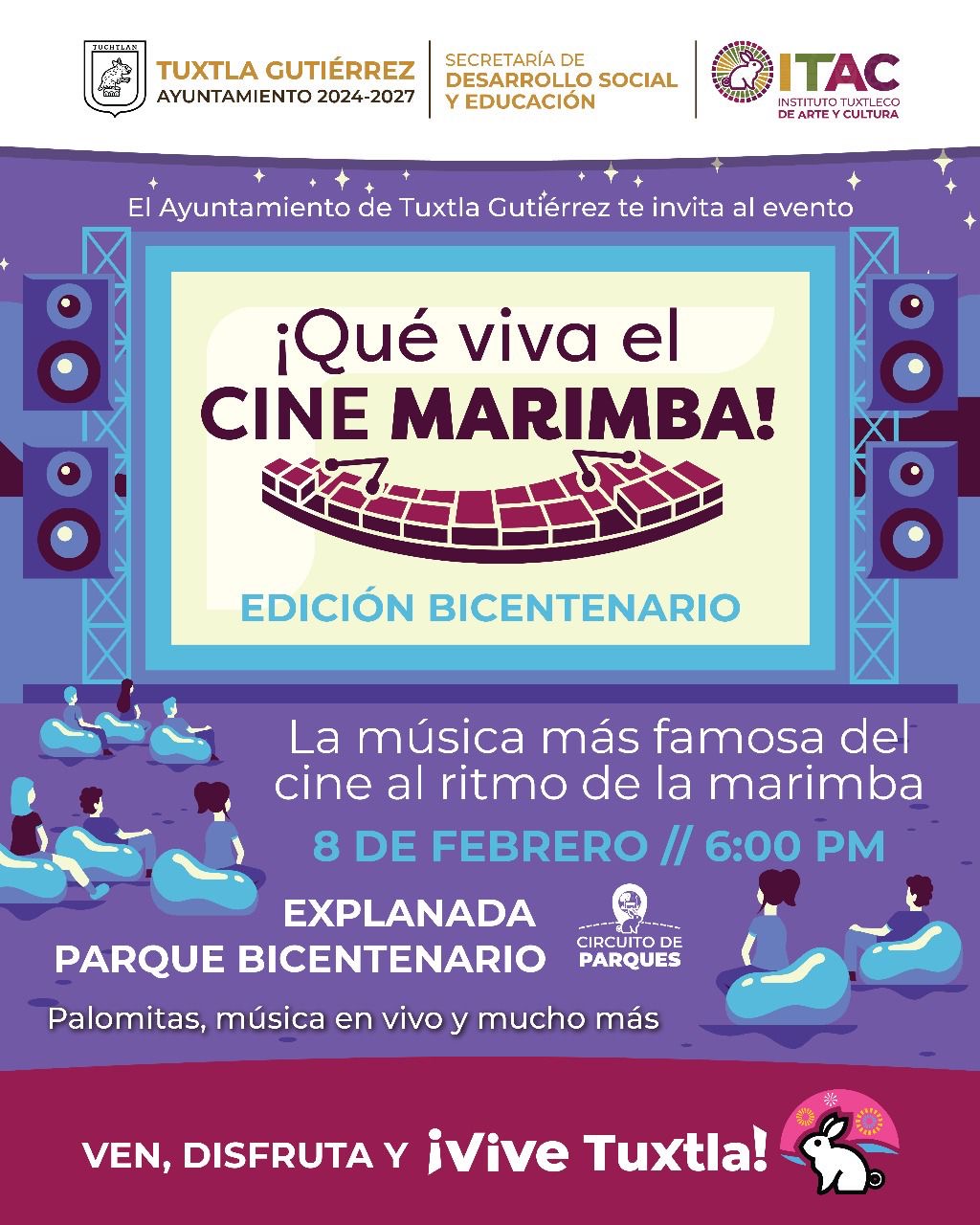 Invita Ayuntamiento al evento ¡Qué viva el Cine Marimba!