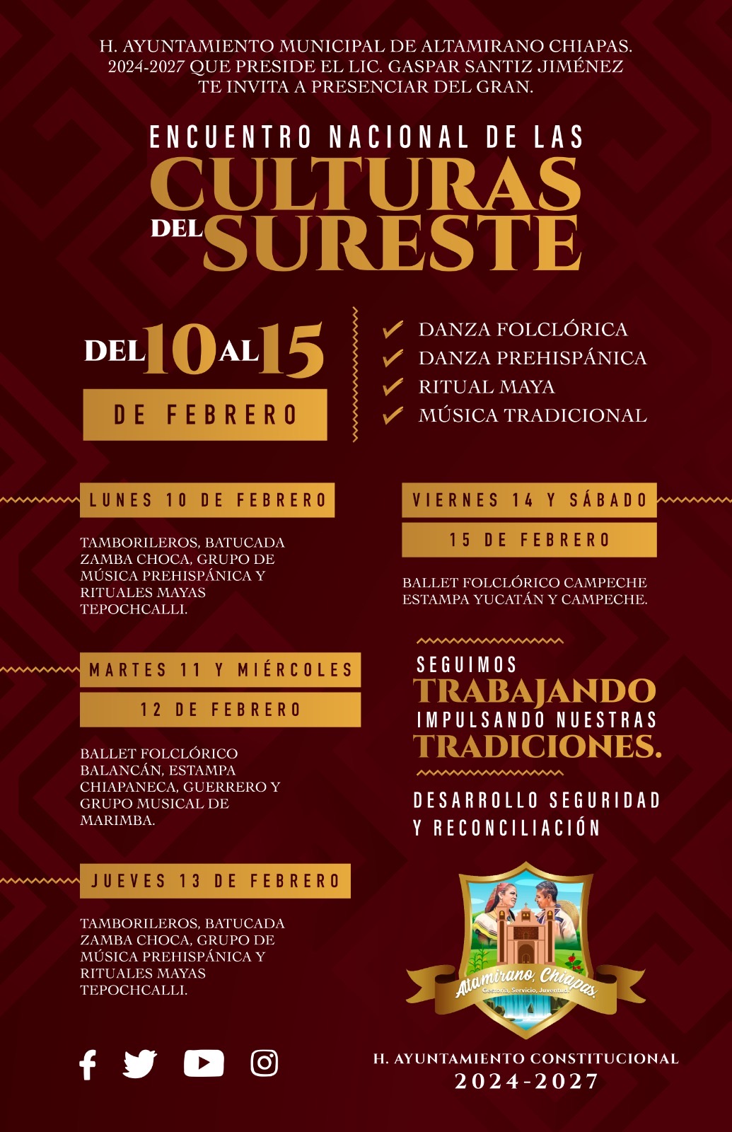 Realizarán en Altamirano Primer Gran Encuentro de las Culturas del Sureste de México